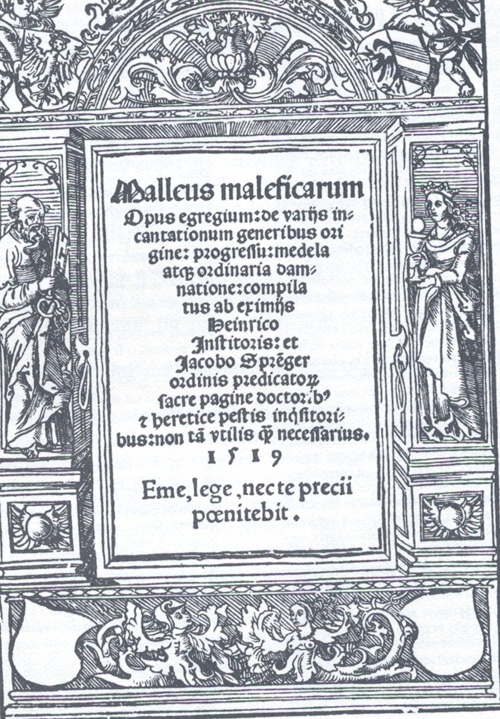 Titelbladet til Malleus Maleficarum eller "Heksehammeren"